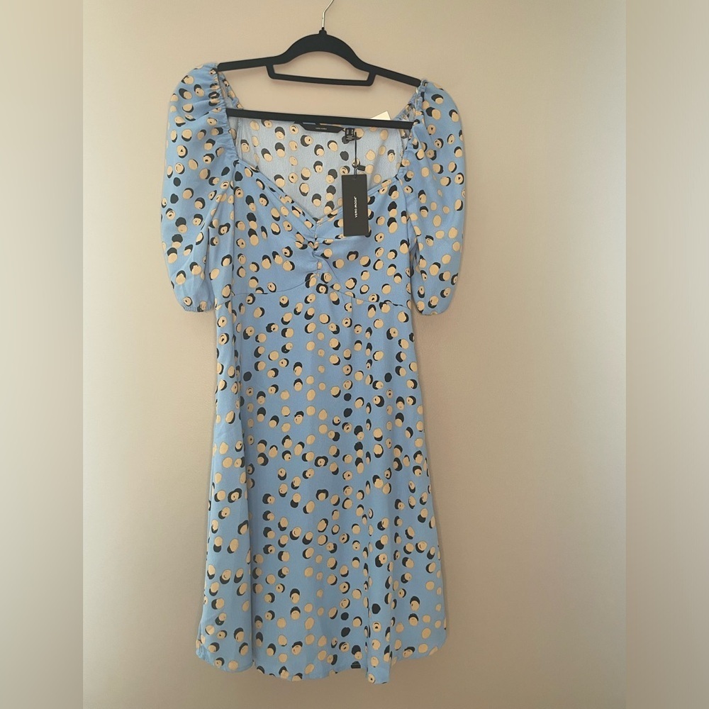 NWT Vero Moda summer mini T-shirt dress in blue/yellow size M
